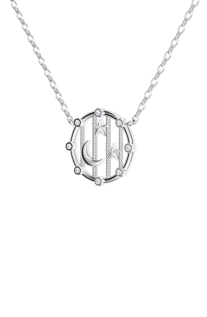 925 Sterling Silver Celestial Dream Catcher Moissanite Pendant With Chain : SILLUXP005_S