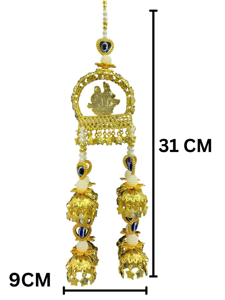 Golden Bridal Kaleera With Evil Eye Charms & Doli Dome | Long Designer Wedding Kaleere For Bride | Pearl Beads & : 2512-251-et