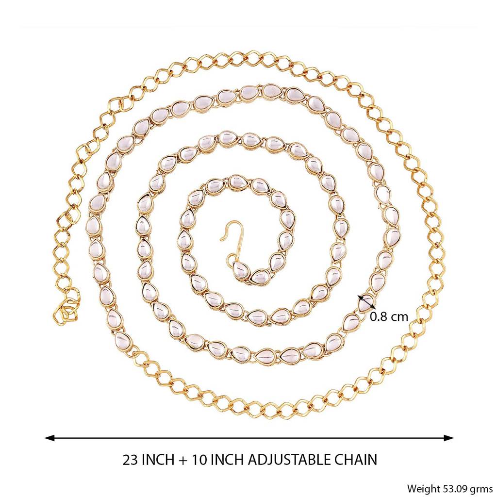 Gold Plated Kundan Waist Belt Kamarband Belly Chain For Women Traditional Jewellery : PF37BCH019W