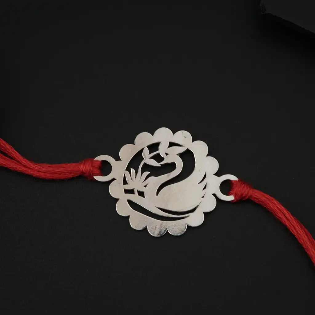 Silver Laser Cut Rakhi : 54370199