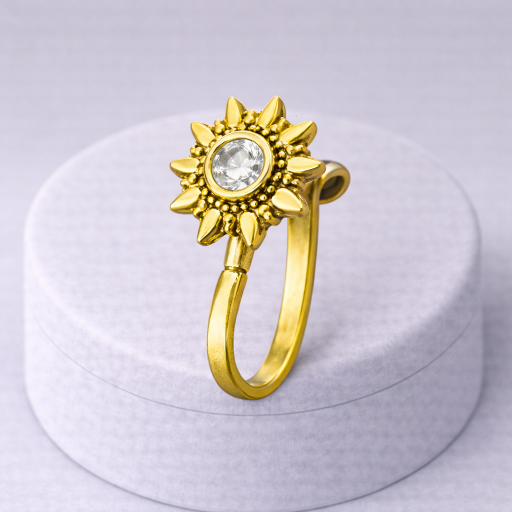 Sunflower Nose Pin 925 Sterling Silver Yellow Plated : CNP-0025
