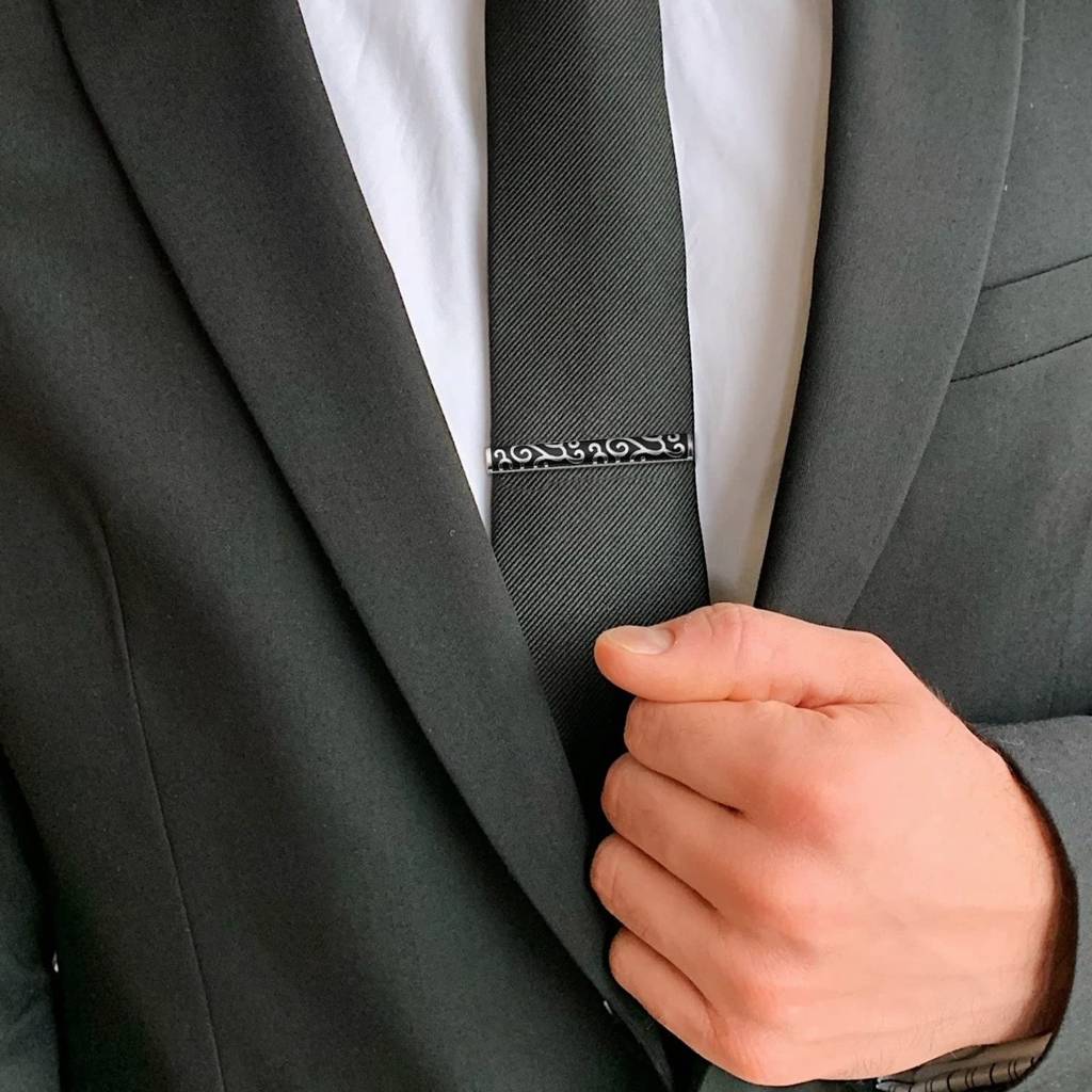 Black Silver Two Tone Tie Pin Stylish Accesories For Men & Boys Wedding Business Gift (Px9T05S) : PX9T05S