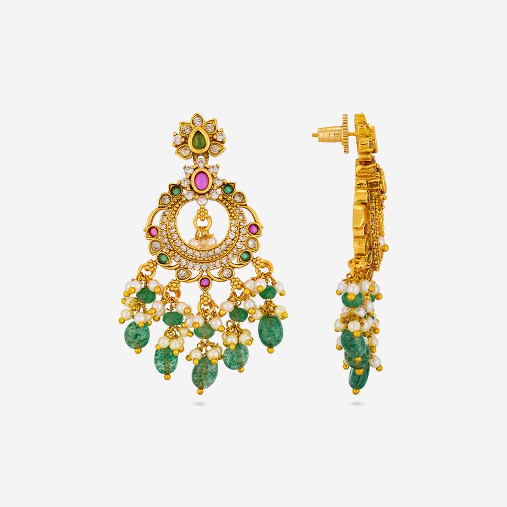 Ruby-Green Gold - Plated Festive Antique Earring - 470166 : 470166