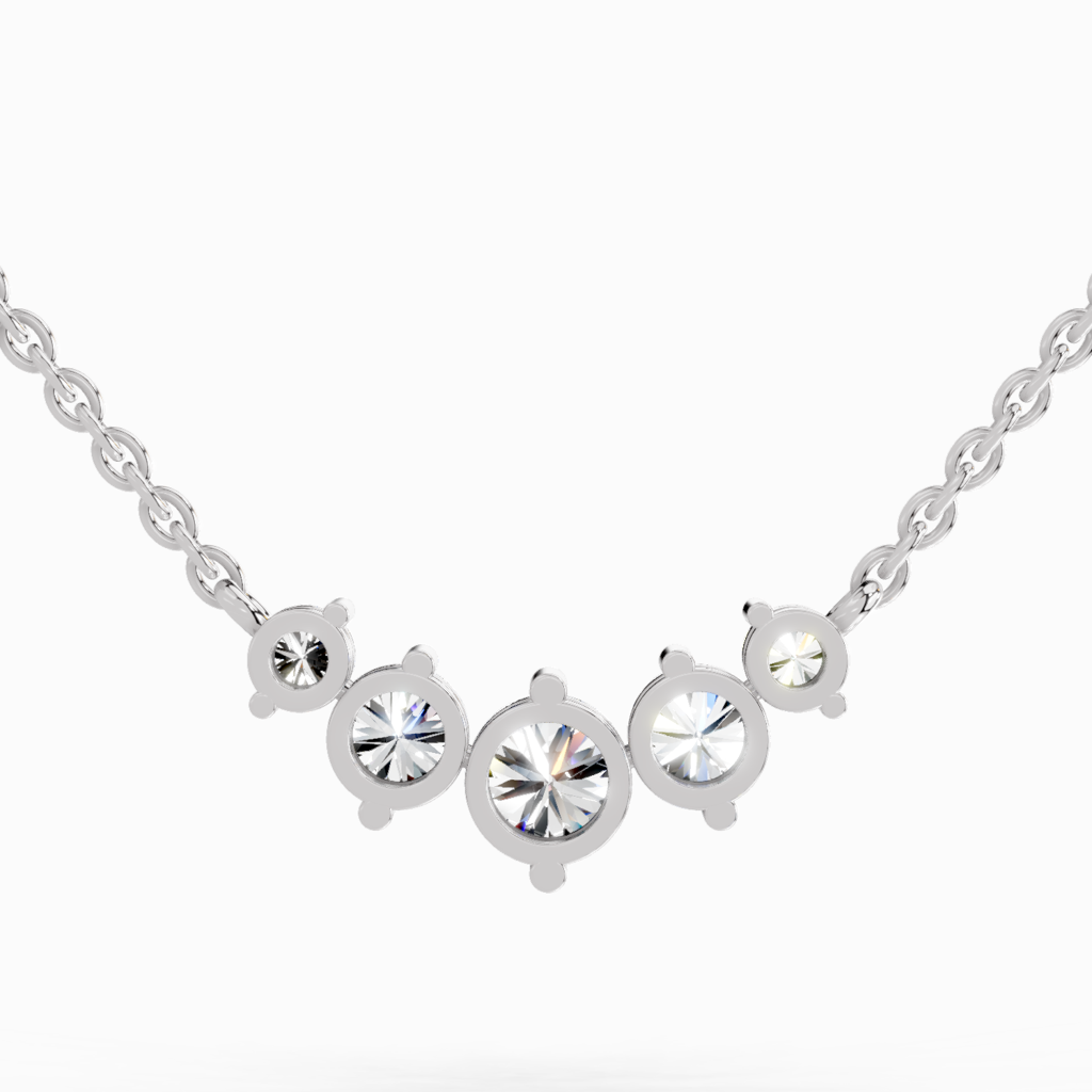 Lab Grown Diamond 1.31 Carat Round Graduated Bar Pendants14K : SPN19541-NK-14KW-131CT