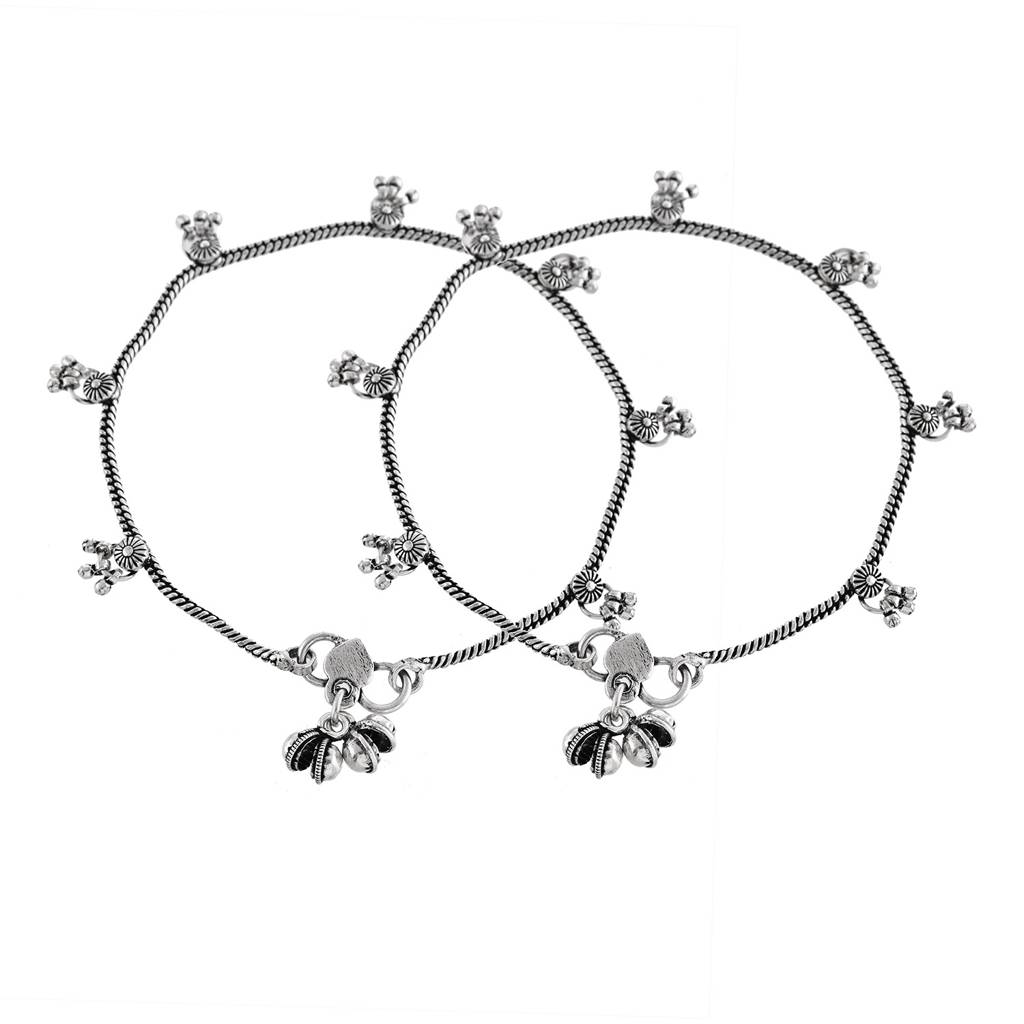 Antique Essentials Sanwariya Oxidised Anklet Set : 8905124554298