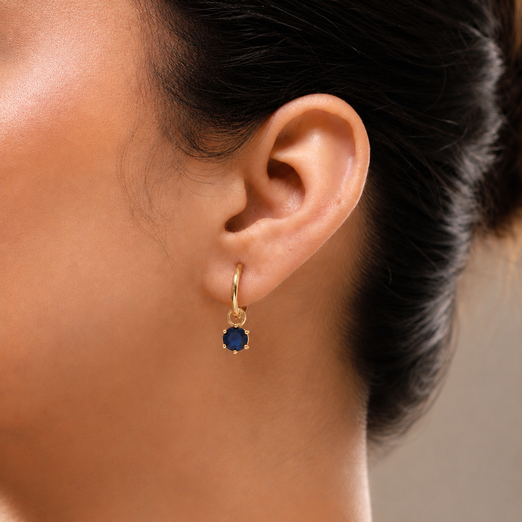 Trendy Golden Multi Charm Hoop Earrings : 8905124584950