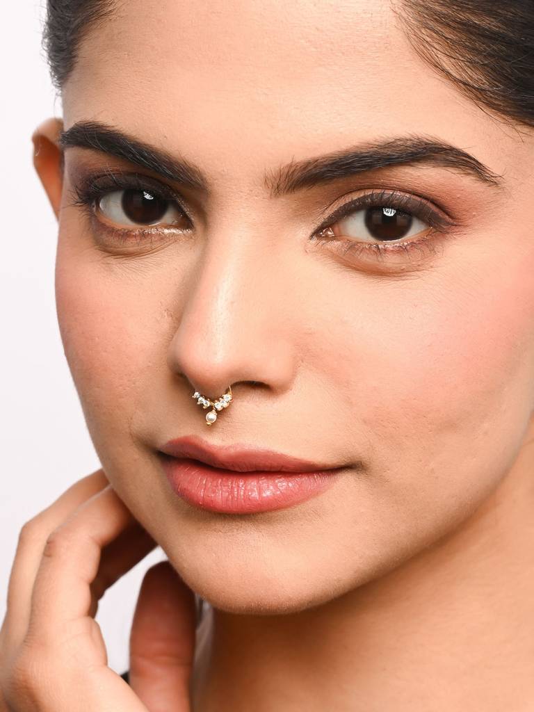 Pearl Drop Septum Nose Ring : EQNP4060