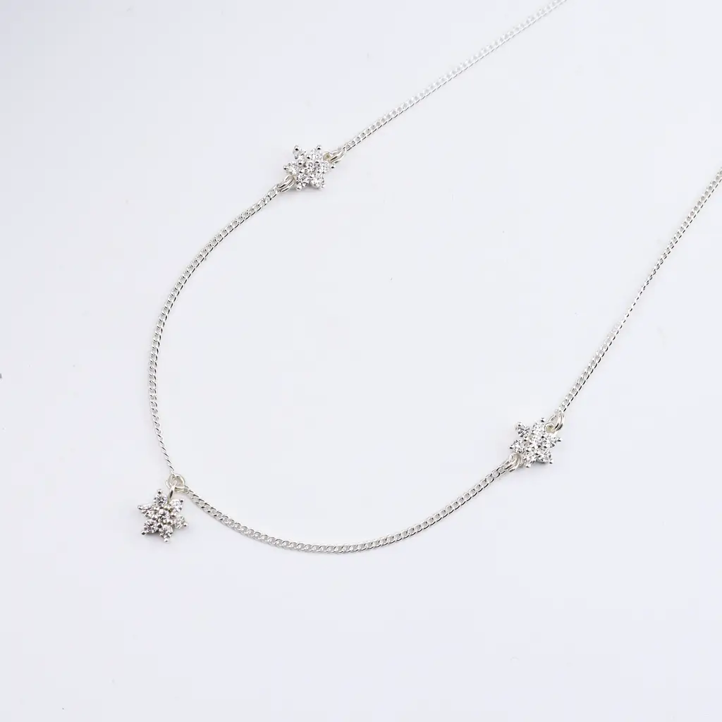 Silver Cz Flower Multi Motif Necklace ‚Äì Small : 46536087
