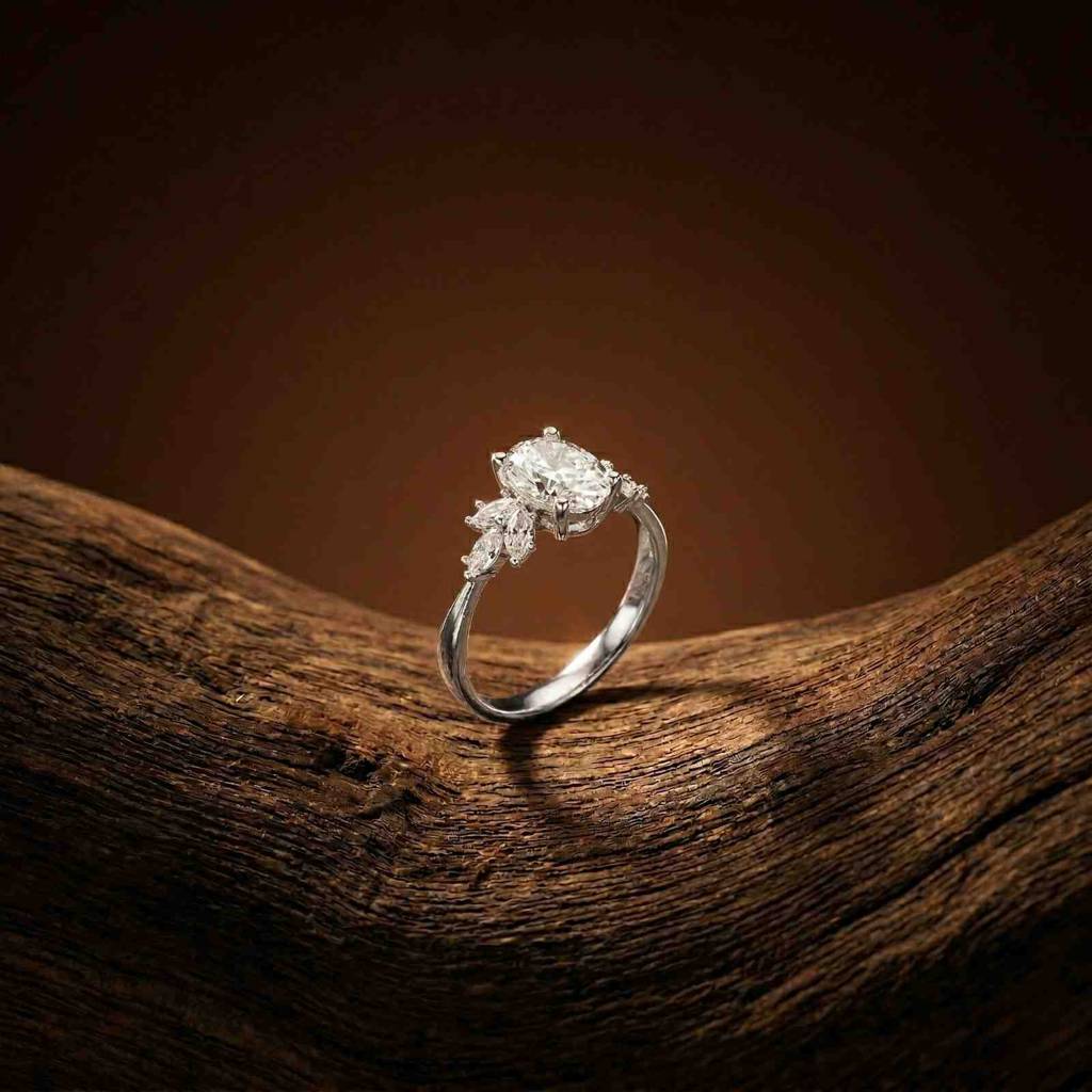 1.30Ct Moissanite Floral Oval Cut Ring : ZLM10006-10N