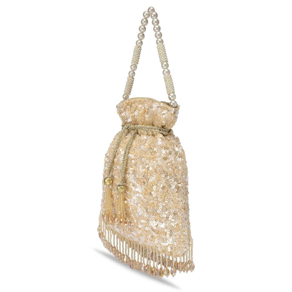 Potli Bags For Women Evening Bag Clutch Ethnic Bride Purse With Drawstring (P15Crm) : P15CRM