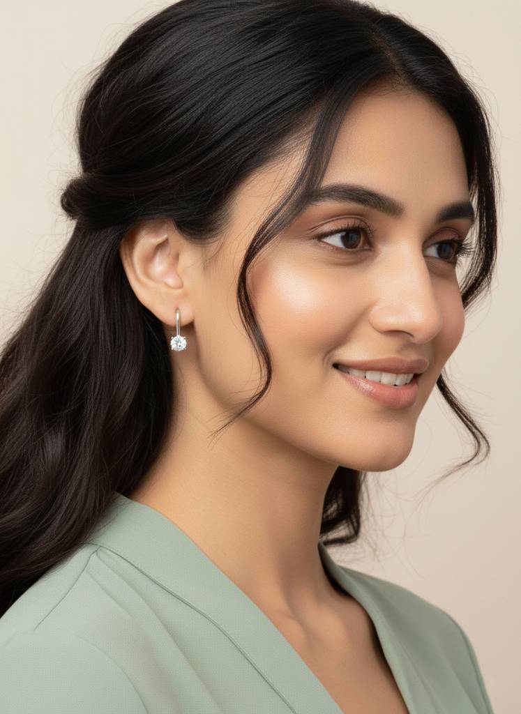 Combo Set Of Silver Plated Cubic Zirconia Studded Hoop Earrings With Finger Ring For Girls & Women : PX8R70S-7-PX8E178