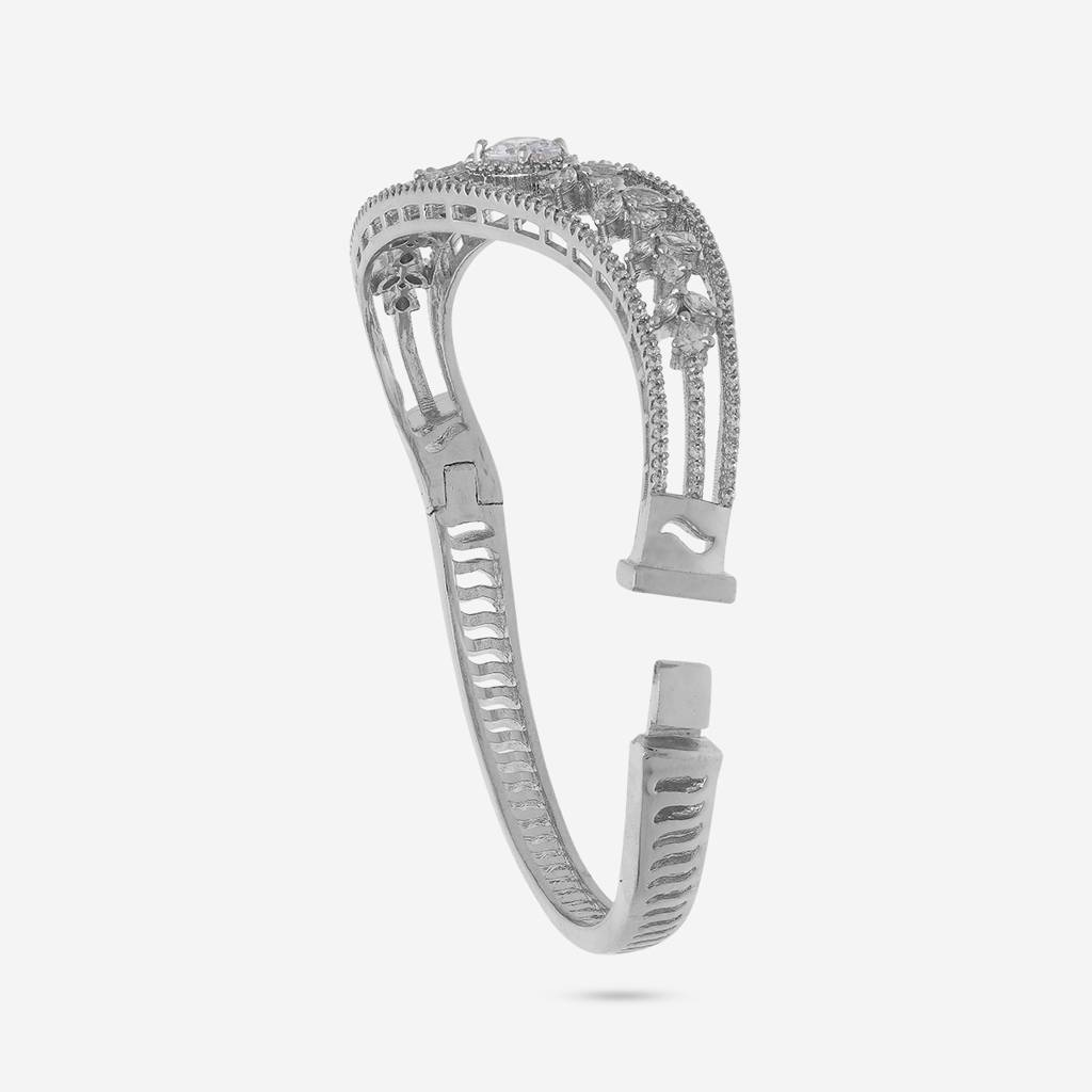 White Rhodium - Plated Party Wear Zircon Kada - 458374 : 458374