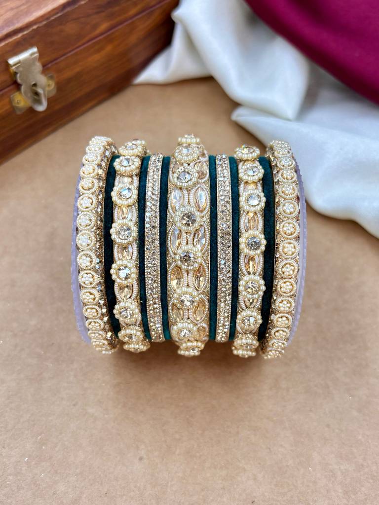 Velvet Bangles Set | Elegant Traditional Party Wear Bangles : HB-40-24-RAMA