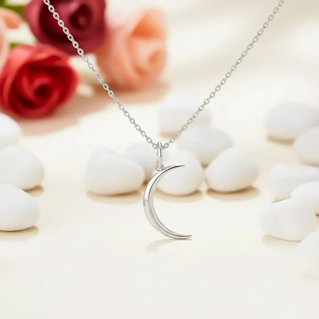 ZALKARI Silver Stunning Moon Pendant · Eternz