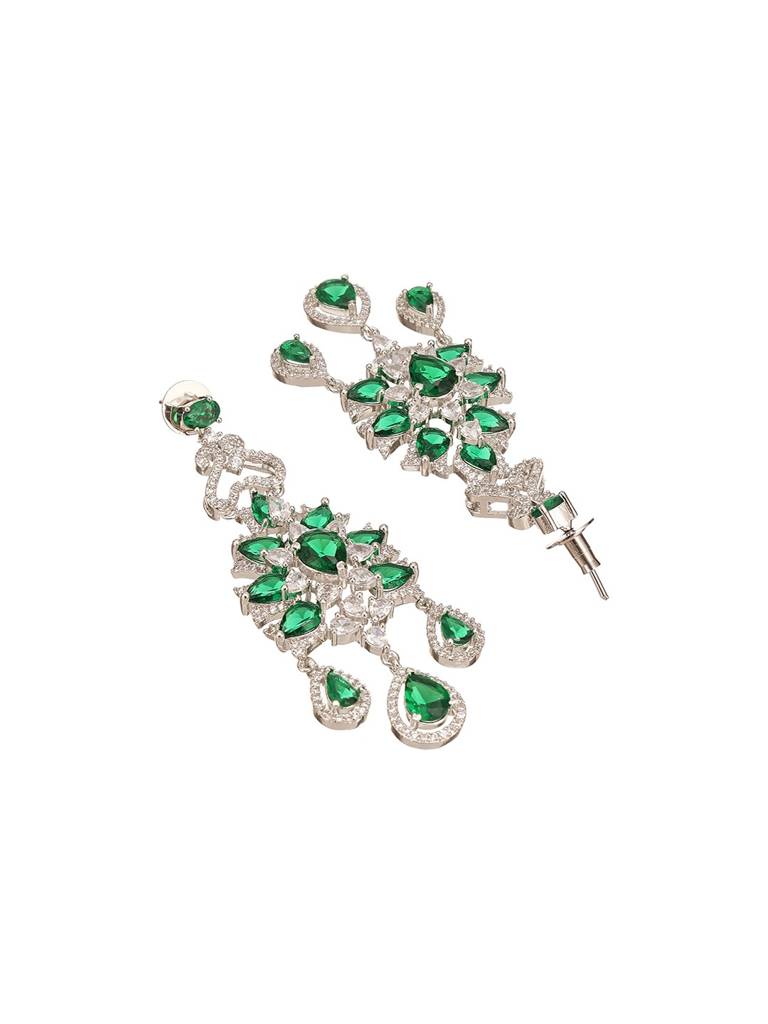 Silver Toned Chandelier Teardrop Statement Cocktail Earrings : SJER2989