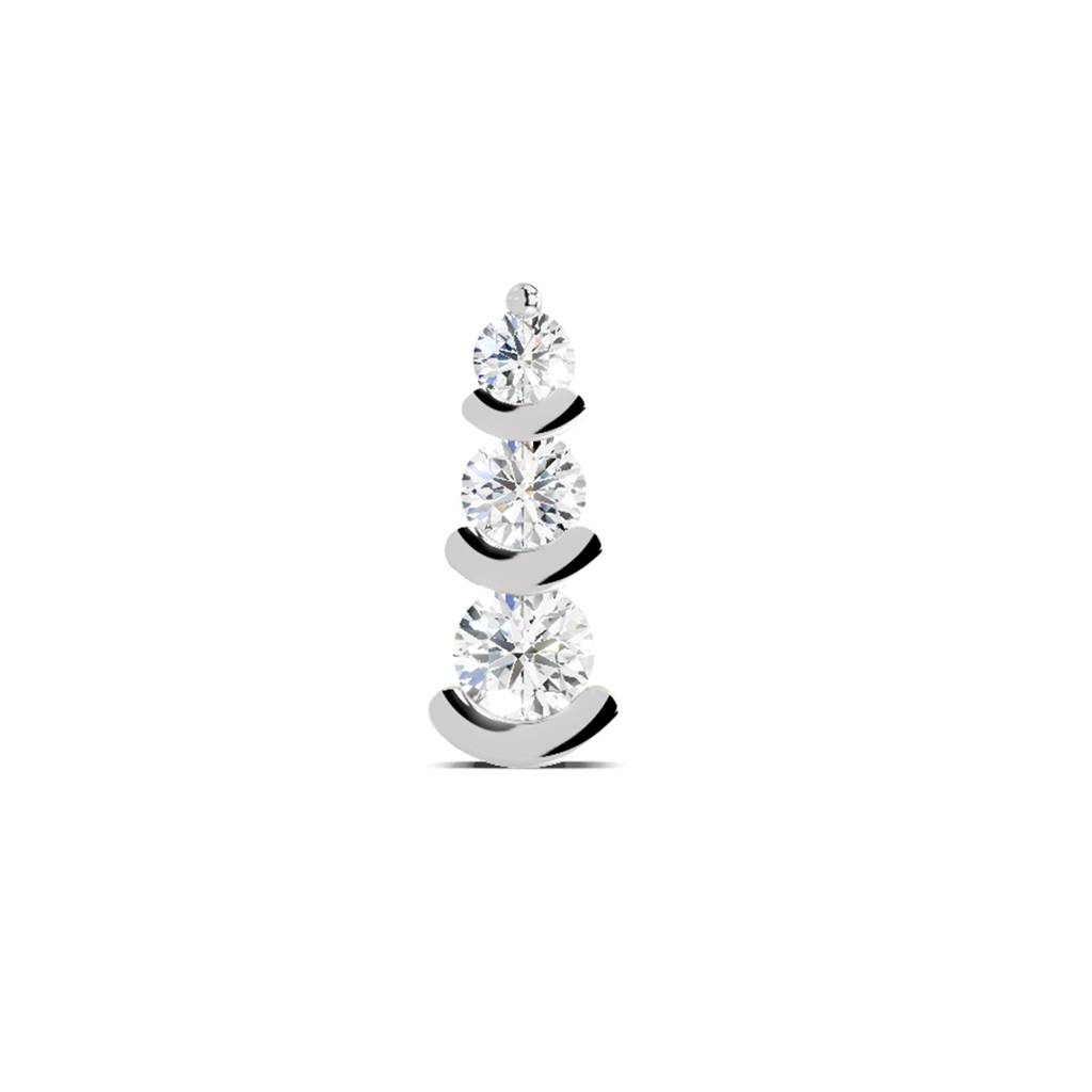 Lab Grown Diamond 0.05Ct Round 925 Sterling Silver Gold Plated Nosepin : SQNP20509-NP-925S-0.05CT