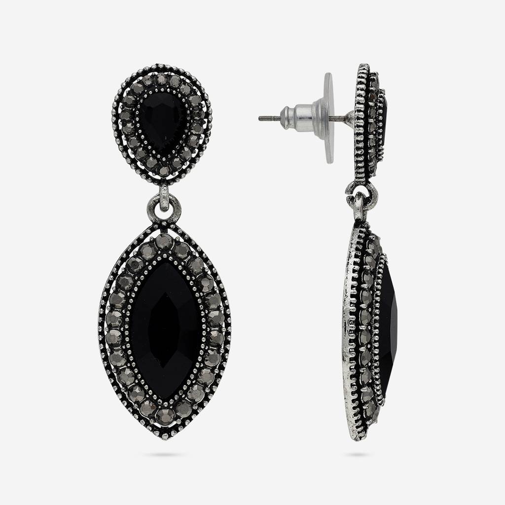 Black Oxidised - Plated Casual Wear Trendy Earring - 450865 : 450865