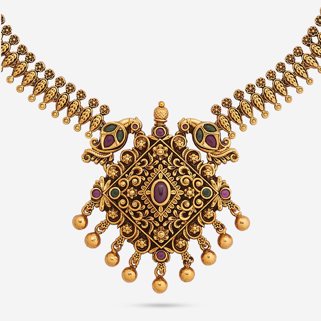 Ruby-Green Gold - Plated Bridesmaid Antique Necklace - 452361 : 452361