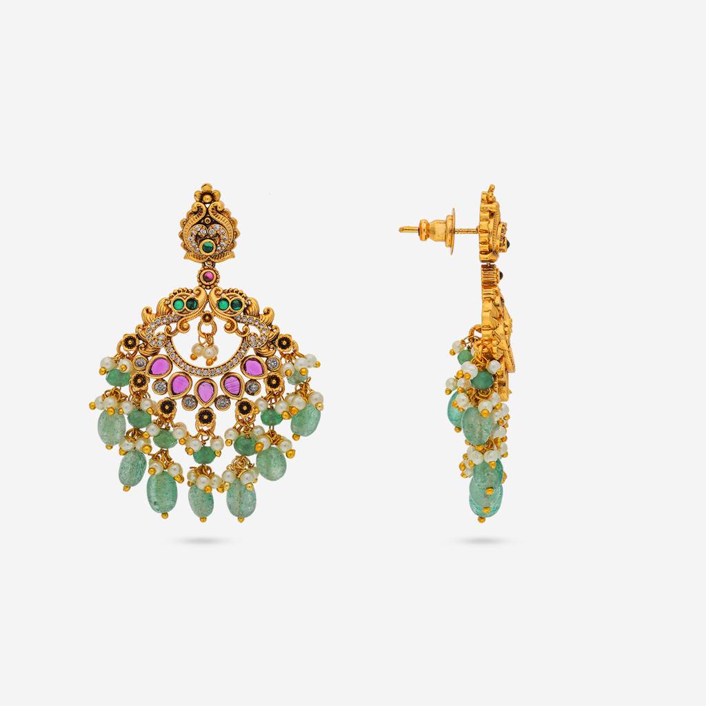 Ruby-Green Gold - Plated Bridesmaid Antique Earring - 451869 : 451869