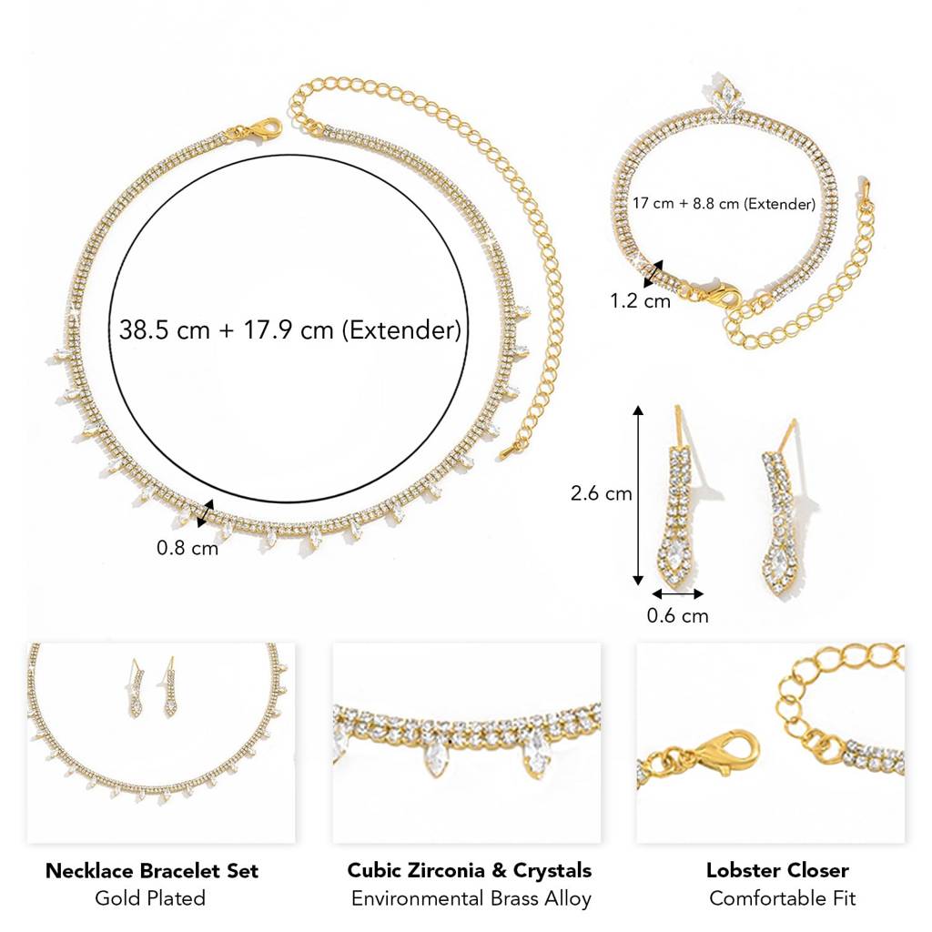 Necklace Bracelet And Drop Earring Set Fashion Jewellery - Gift For Women : PX9N156GW