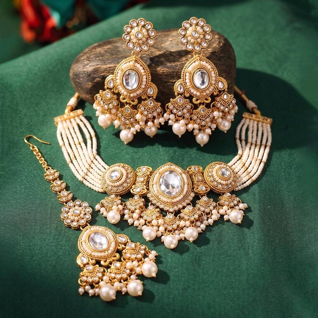 jewellery gold plated beads necklace