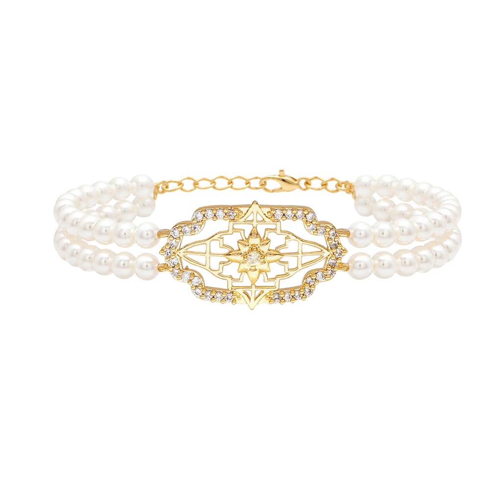 Noor Goldveil Double-Strand Pearl Bracelet : 8905124587760