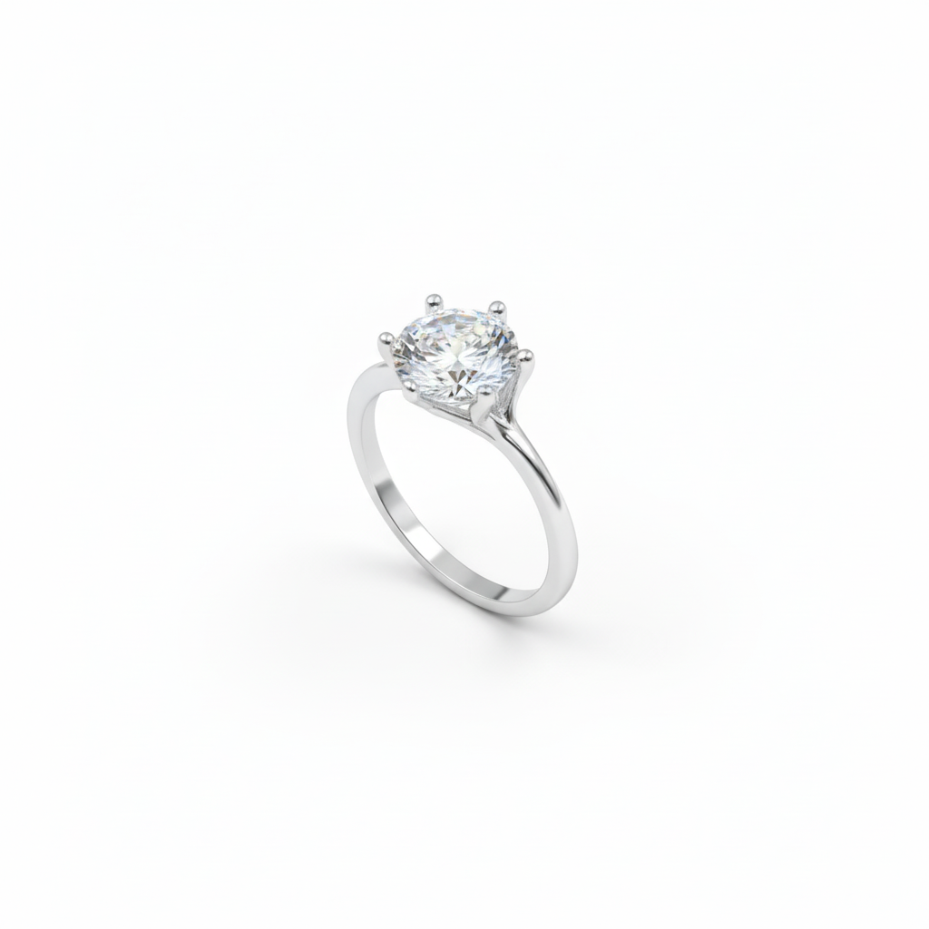925 Sterling Silver Solitaire Ring With Cubic Zirconia - Classic Elegant Jewelry For Women : R116S