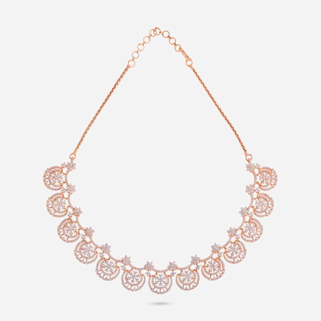 White Rose Gold Plated - Party Wear Zircon Necklace - 462435 : 462435