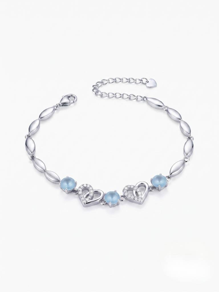 925 Silver Azure Heartbeam Bracelet For Women : BR-82