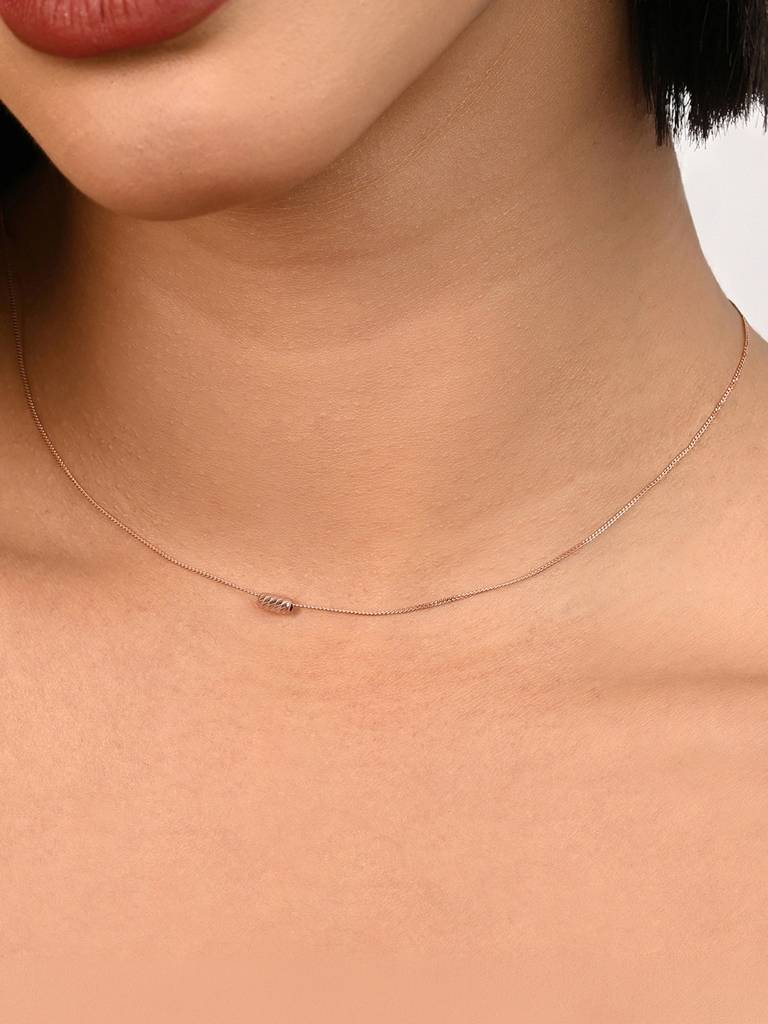 Pure 925 Silver Rose Gold Slanting Tube Chain : EJNC2280