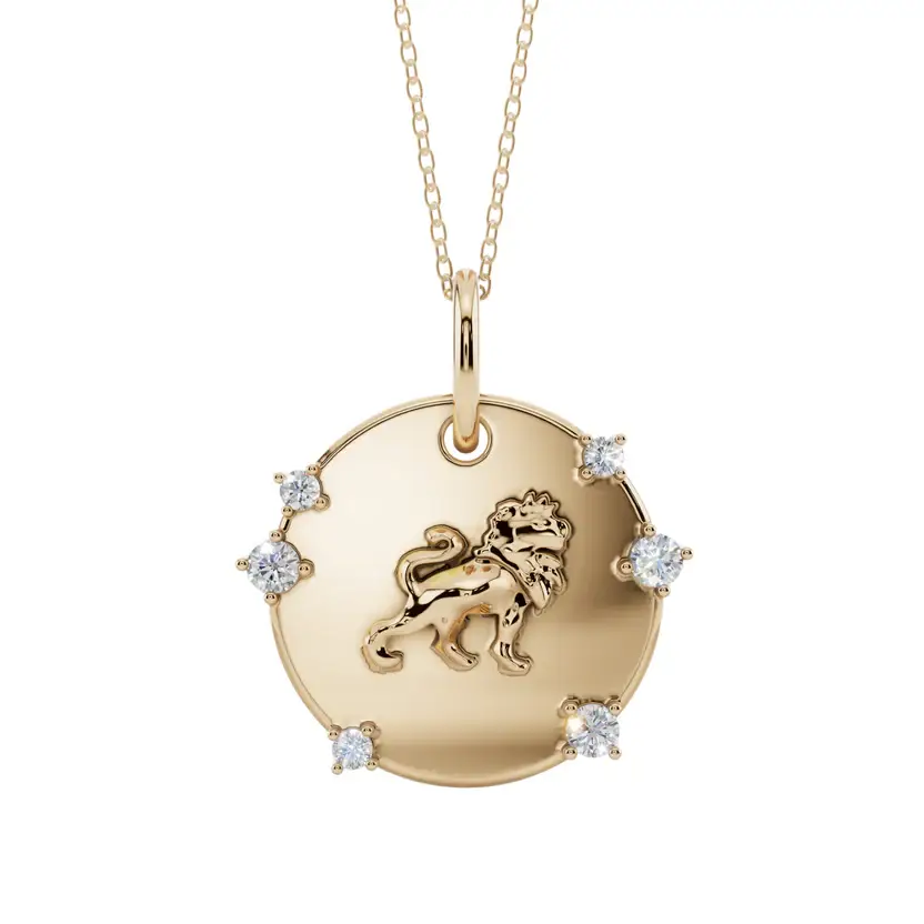 Solar Majesty | Leo Charm Semi Silver Pendant Necklace : VZD01-LEO-SM-C