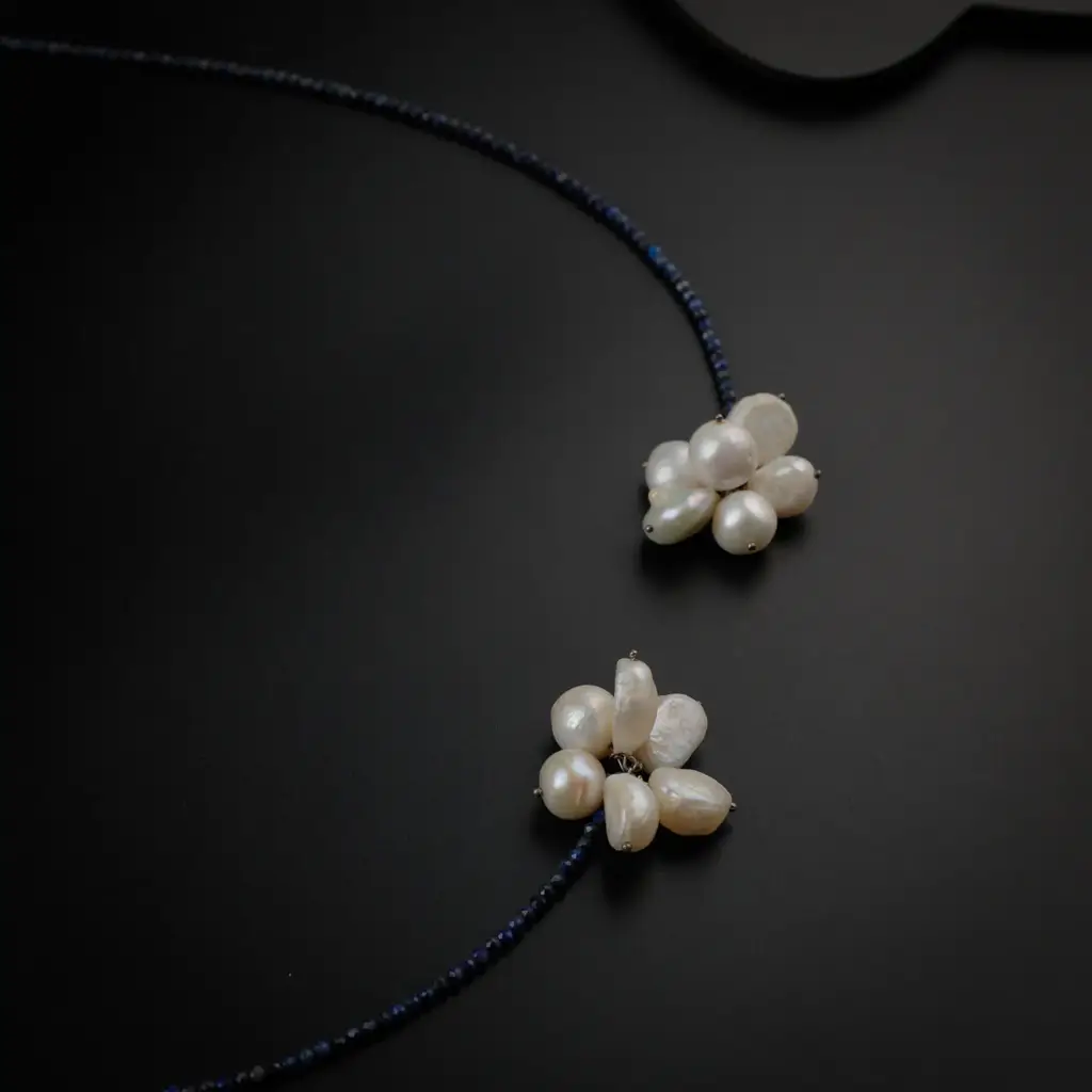 Silver Tie & Wear Necklace With Lapis Lazuli : 25255063