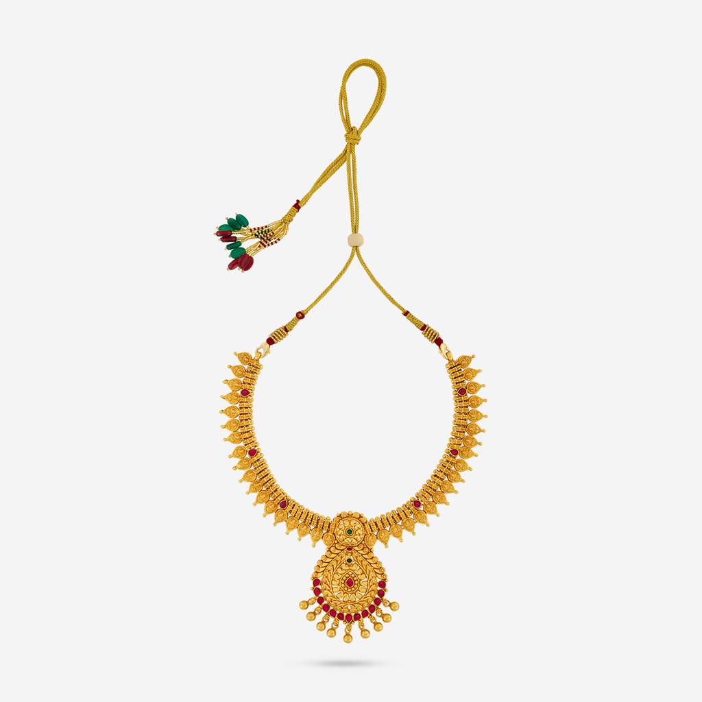 Ruby-Green Gold - Plated Bridesmaid Temple Necklace - 412310 : 412310