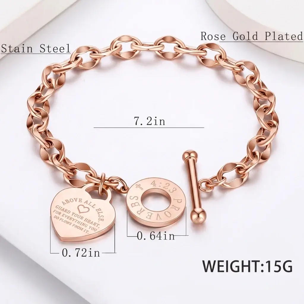 Forever Linked Heart Charm Bracelet : BS14618-RG