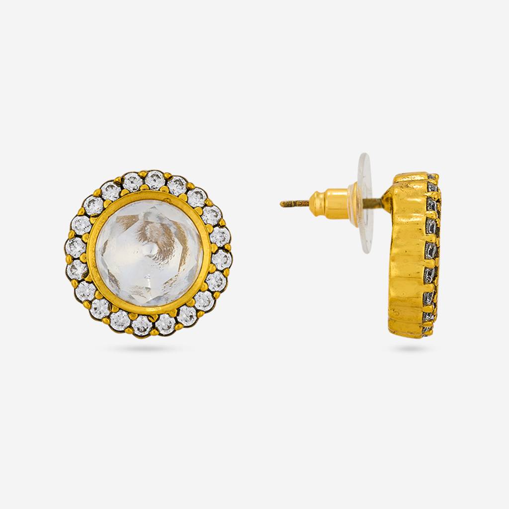 White Victorian - Plated Casual Wear Kundan Earring - 467985 : 467985