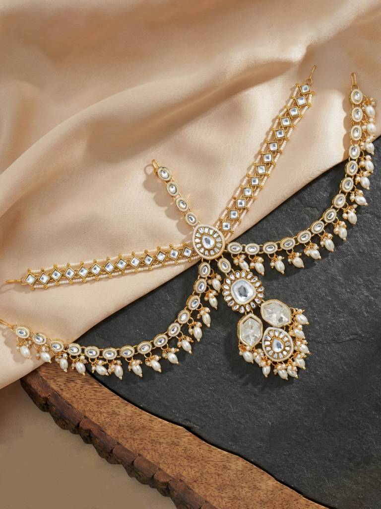 Bridal Kundan Necklace Jewellery Set For Women | White Meenakari Gold Plated Ethnic Jewellery With Jhumk : 4125-IZR-005-W-2026