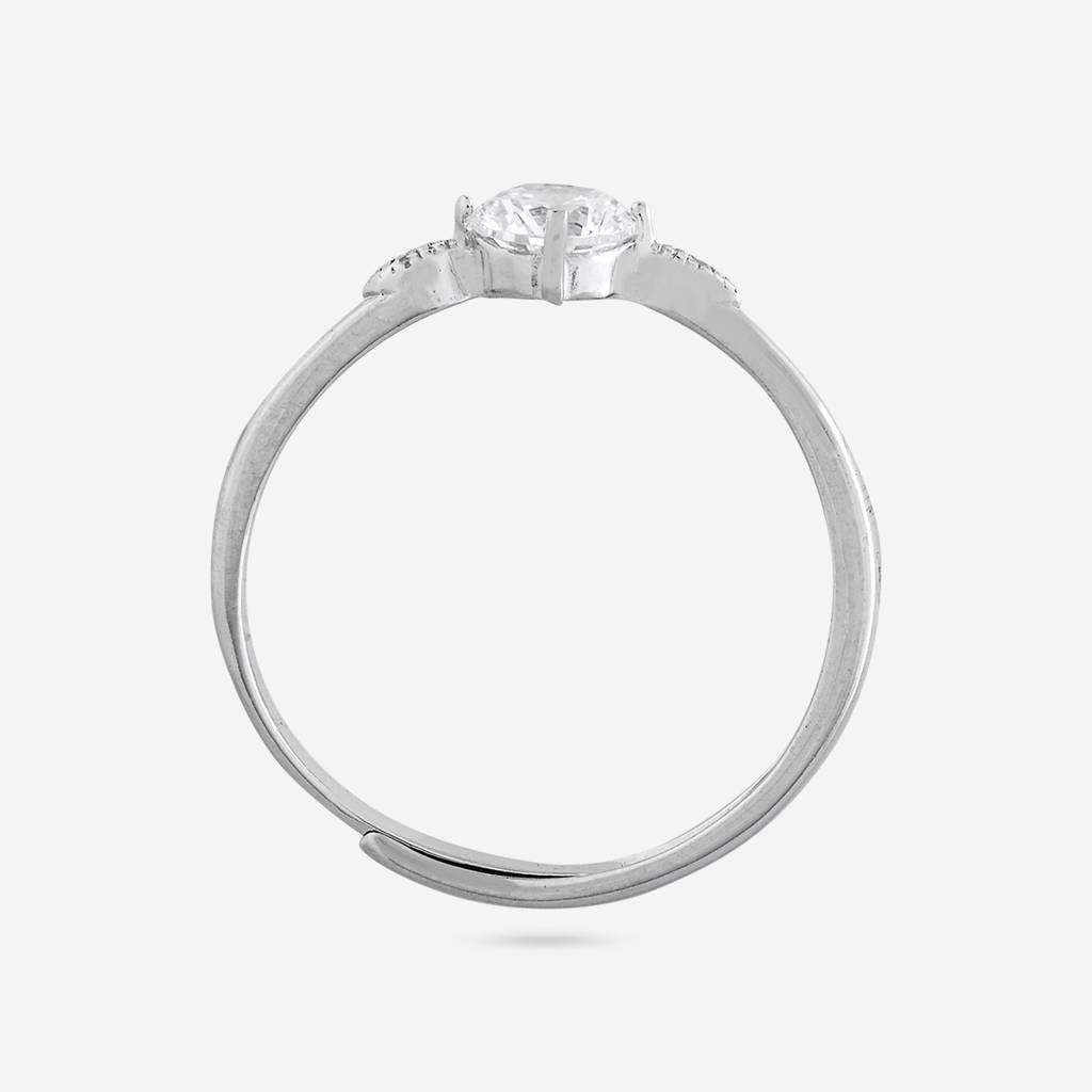 White Rodium Plated - Office Wear Silver Finger Ring - 465674 : 465674