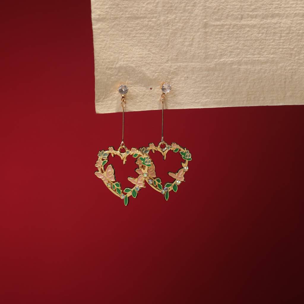 Love Forest Elegance Earrings With Valentine Box : ES14242-G-PNK