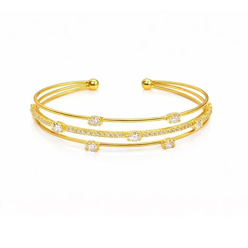 Modern Gold Tone Crystal Cuff Bracelet For Workwear & Party Wear : SZ-002-IGWEBR