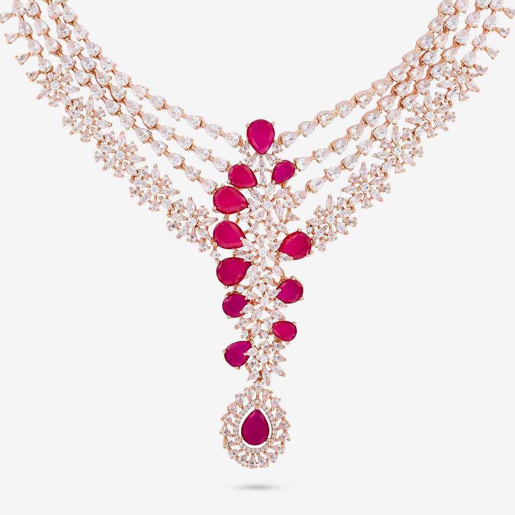 Party Wear Zircon Necklace - 462946 : 462946