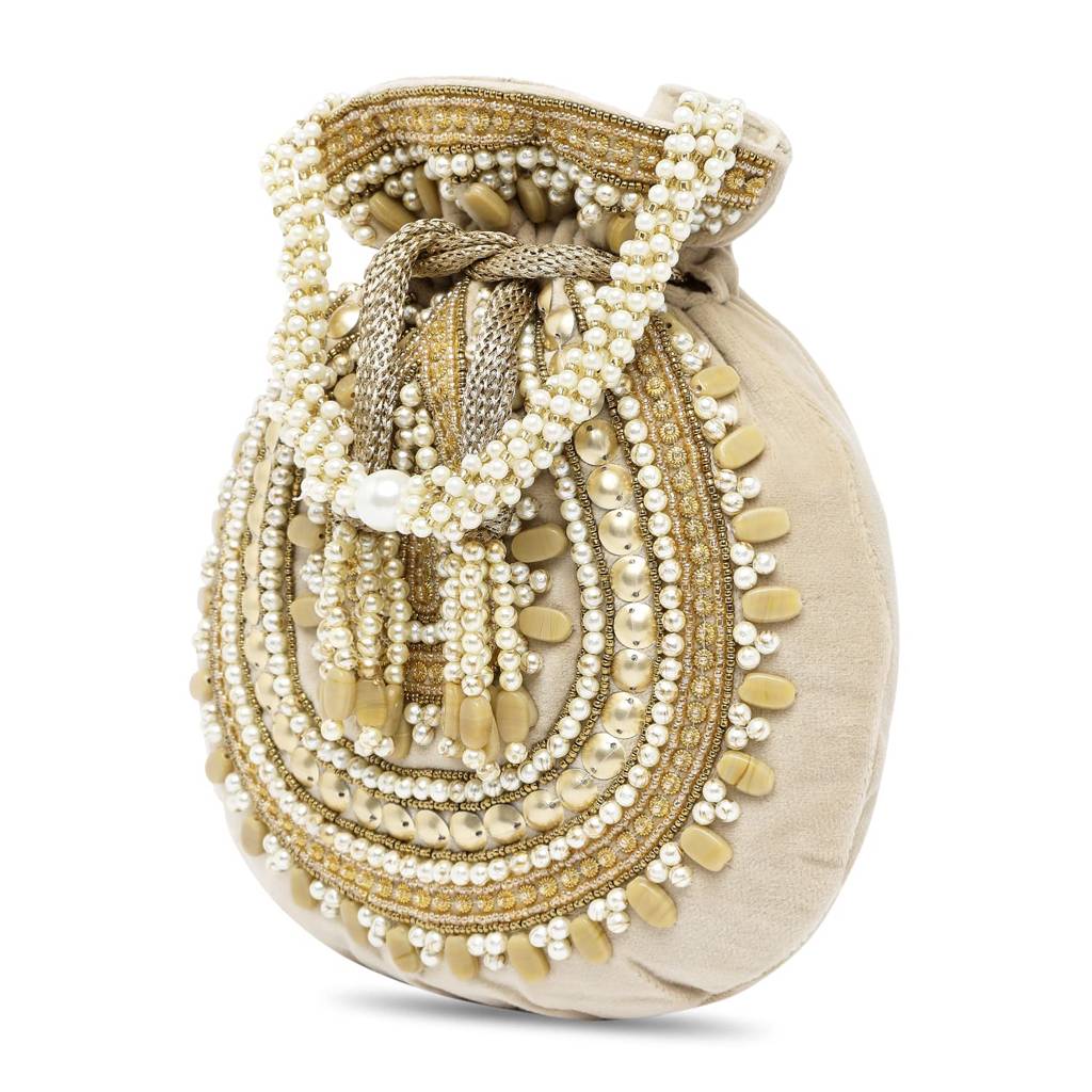 Potli Bags For Women Evening Bag Clutch Ethnic Bride Purse With Drawstring(P92Crm) : P92G