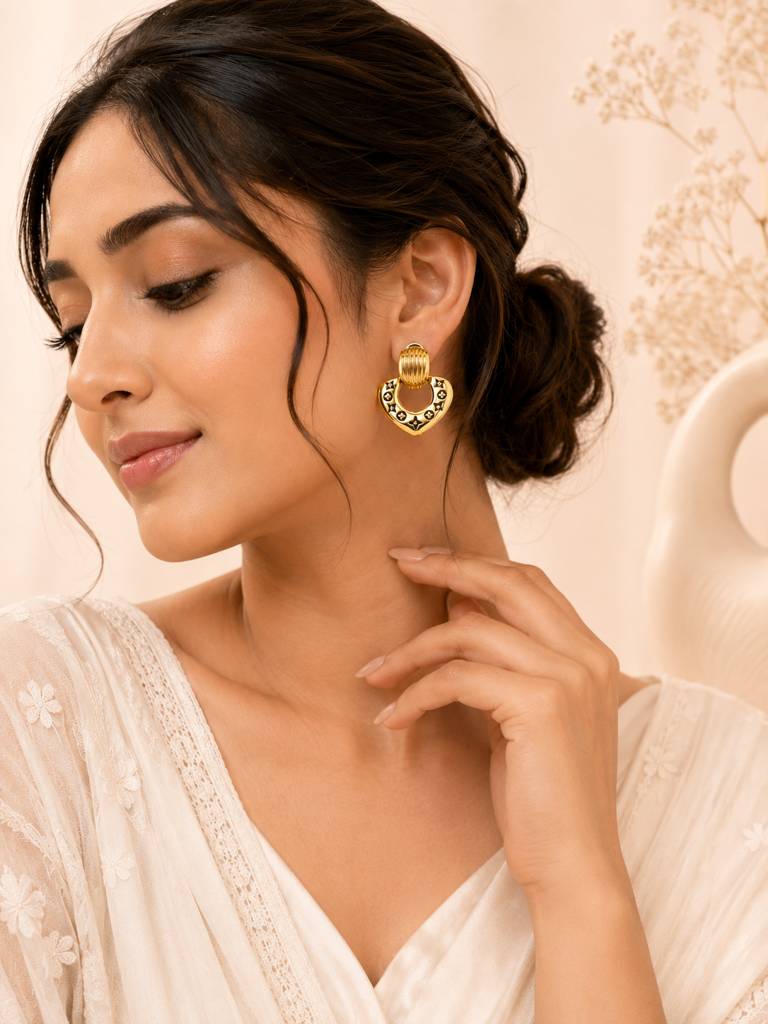 18K Gold Plated Heart Hoop Anti-Tarnish Waterproof Earrings : AN-LJ-GO-0001-DE
