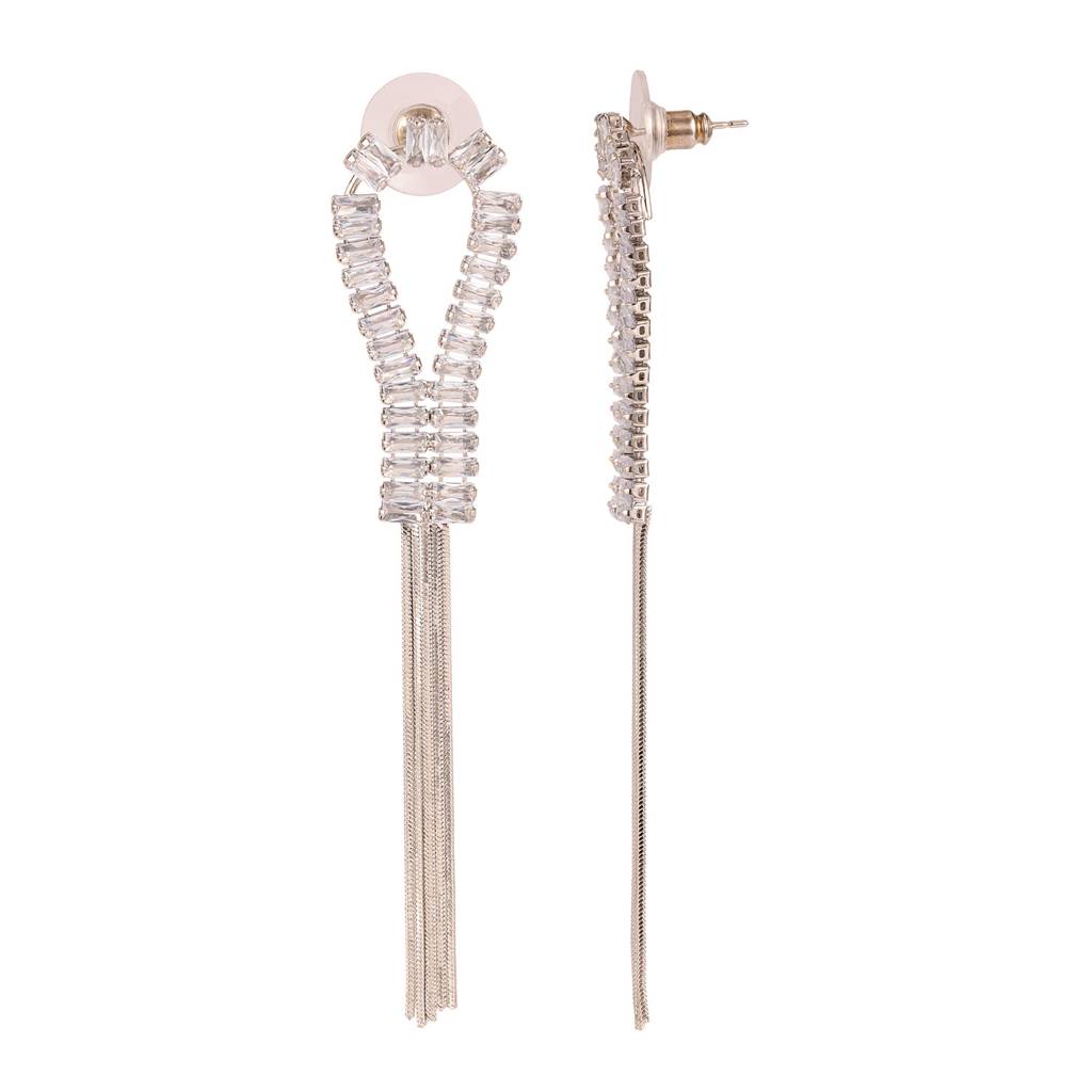 Korean Bling Icy Glamour Tassel Earrings : 8905124563795