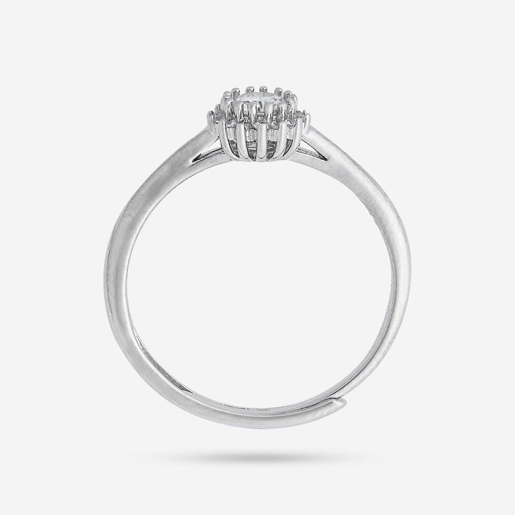 White Rhodium - Plated Office Wear Silver Finger Ring - 448514 : 448514
