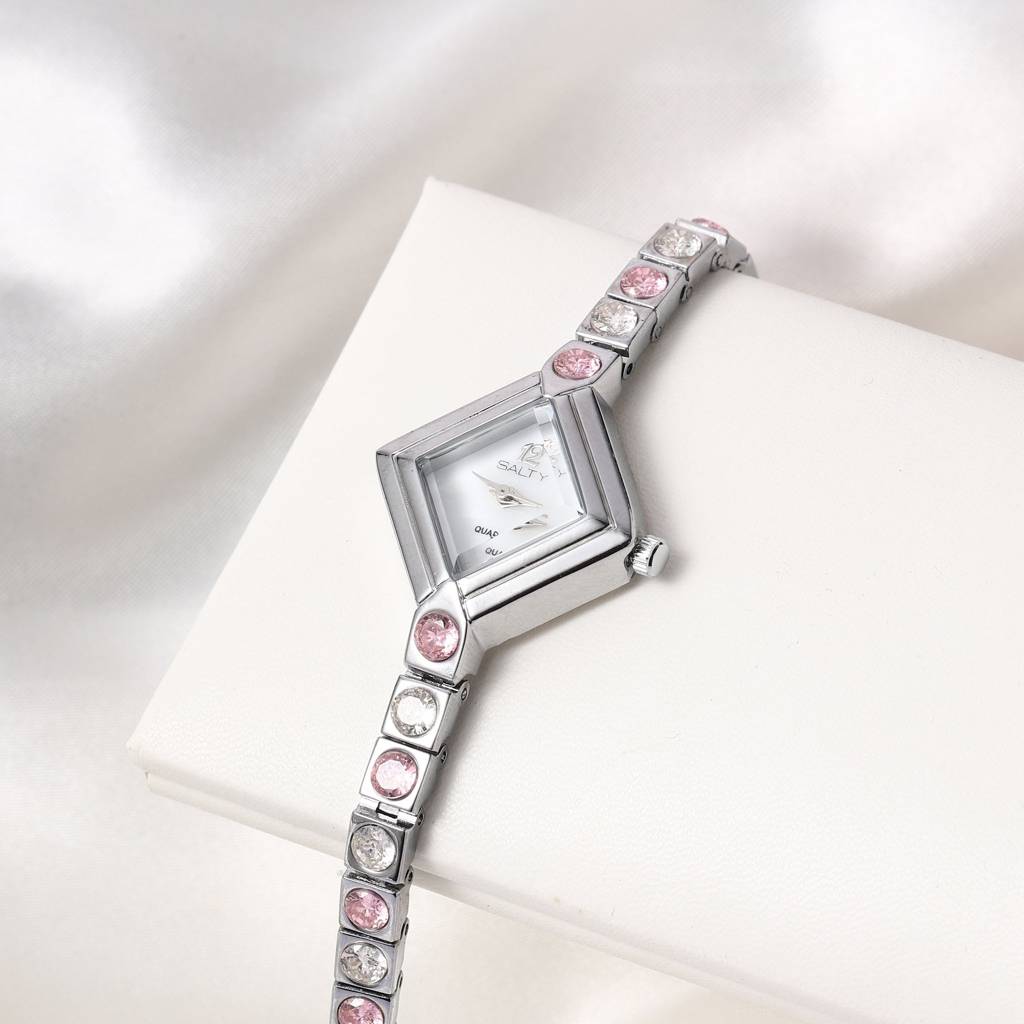 Diamond Dial Crystal Watch : WT-S-0014-S-PK-WH