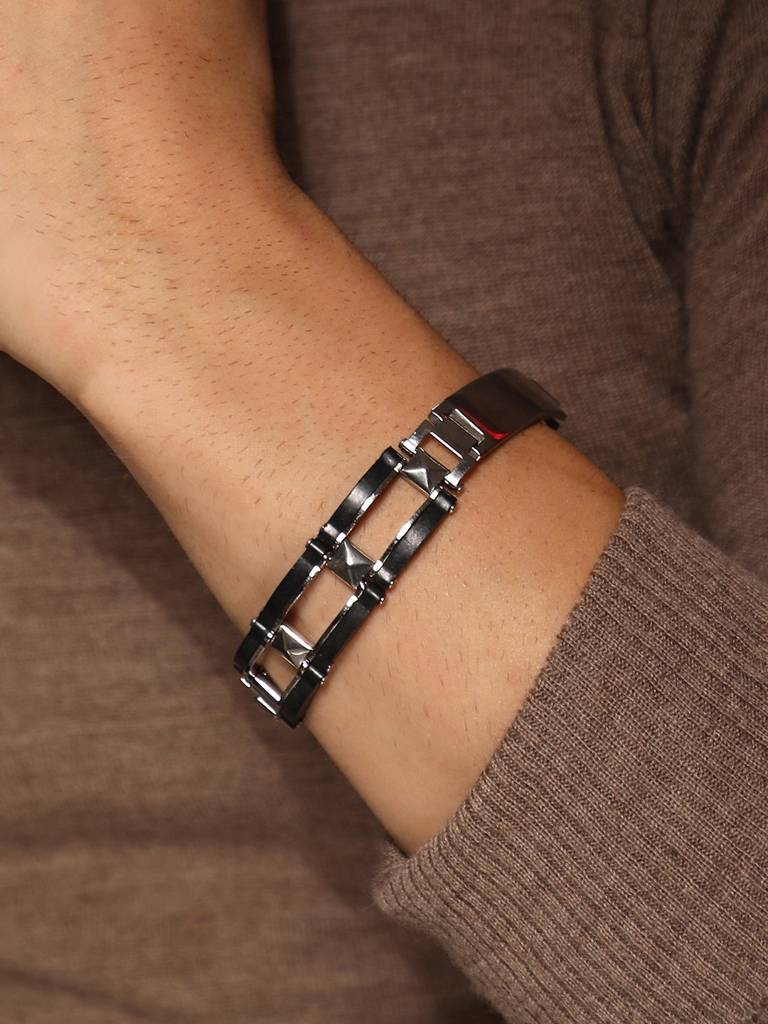 Men'S The Contrast-Lined Tennis Bracelet - Onyx Black : FABR1105