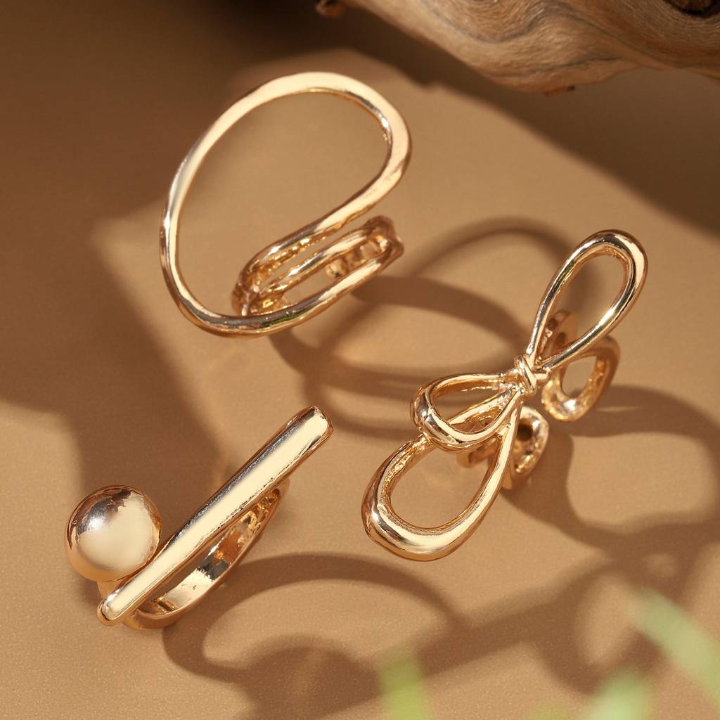 Set Of 3 Funked-Up Stack Ring : RC34255-G