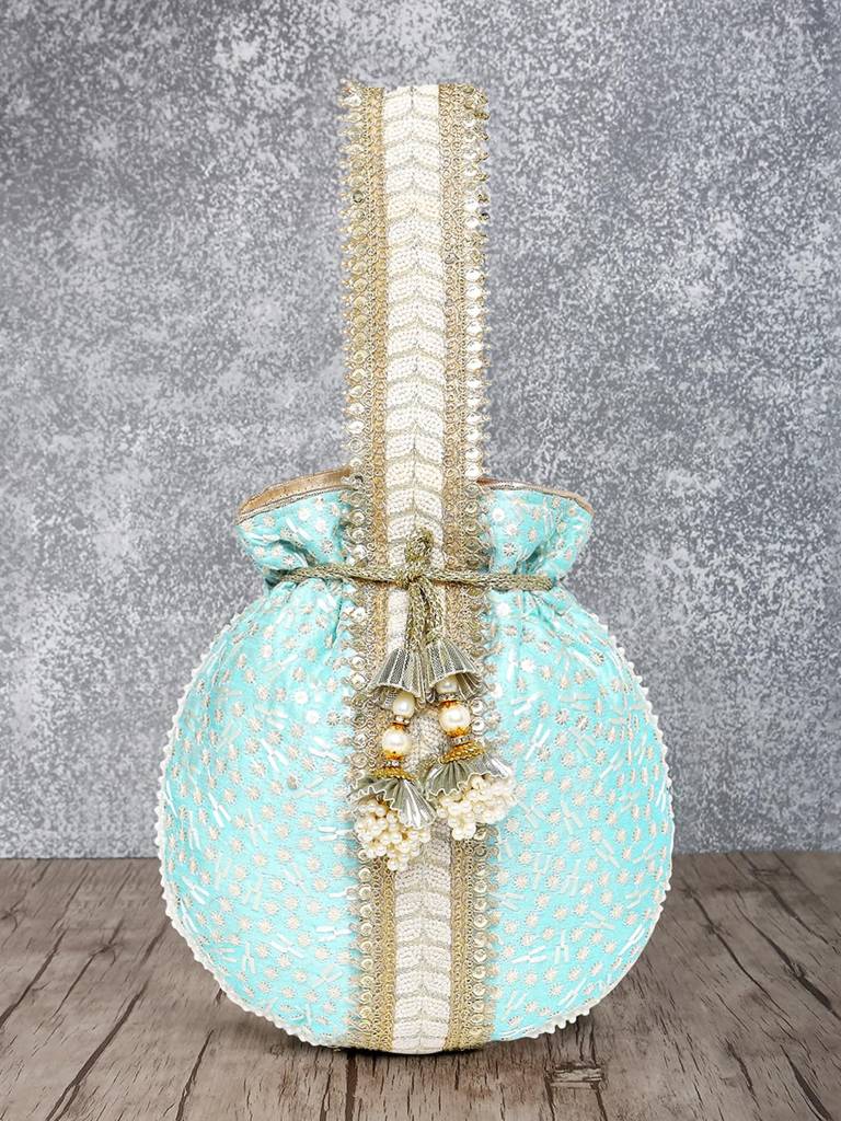 Potli Bags For Women Evening Bag Clutch Ethnic Bride Purse With Drawstring(P93Br) : P93SB