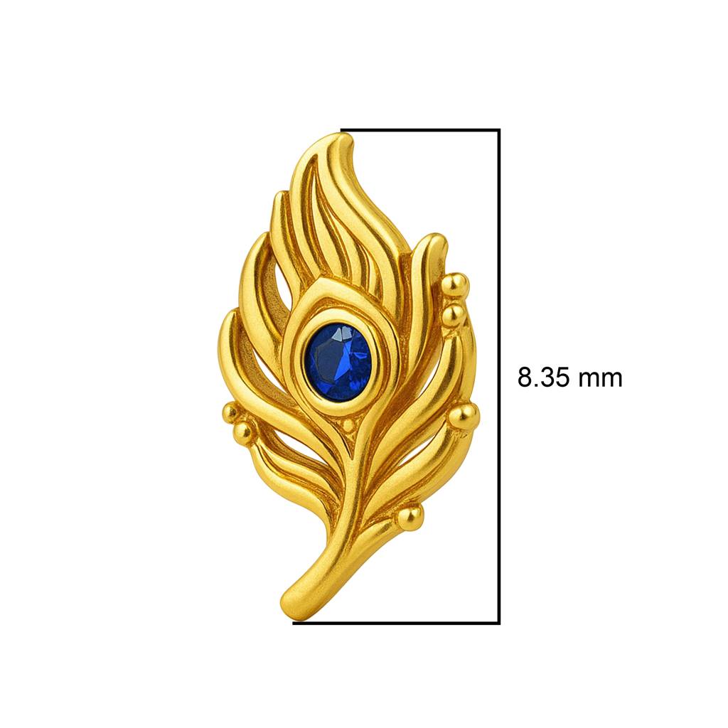 Blue Cz Peacock Feather Nose Pin 925 Sterling Silver Gold Plated : NP-0026-N-1-snp-0030