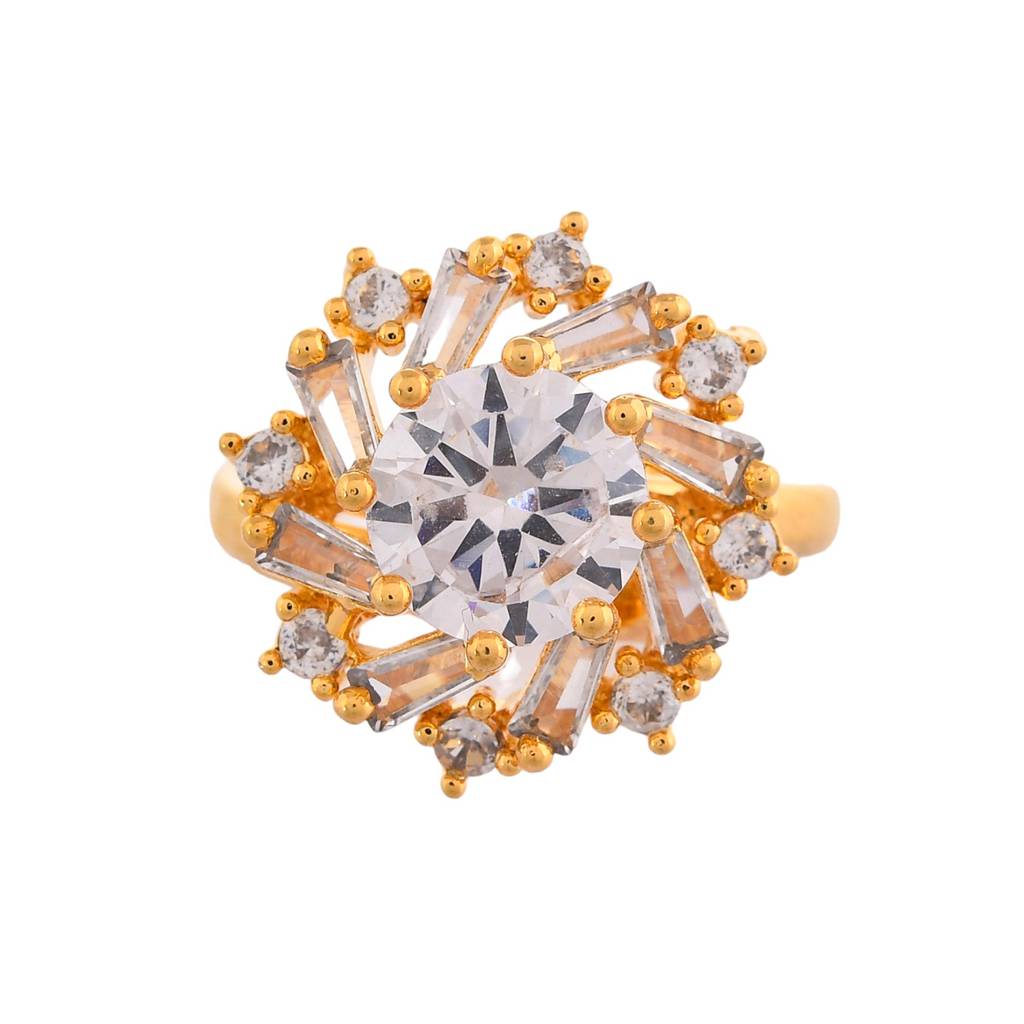 Sparkling Elegance Eternal Shine American Diamond Statement Ring : 8905124529135